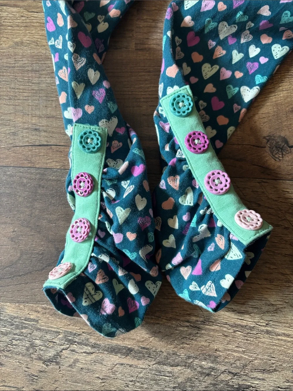 Matilda Jane Blue and Purple Heart Print Button Leggings size 6